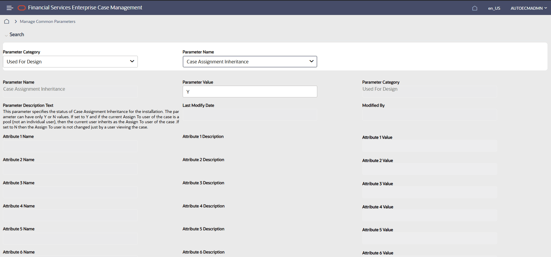 This image shows the Case Assignment Inheritance screen. This image shows the Case Assignment Inheritance screen.
