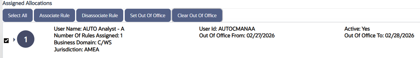 This image shows the Clear Out of Office screen. This image shows the Clear Out of Office screen.