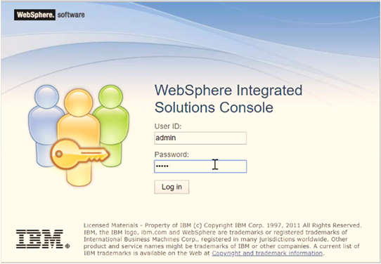 This illustration shows the login page for the WebSphere. You can select the required Language, enter valid User ID and Password, and then click Login.