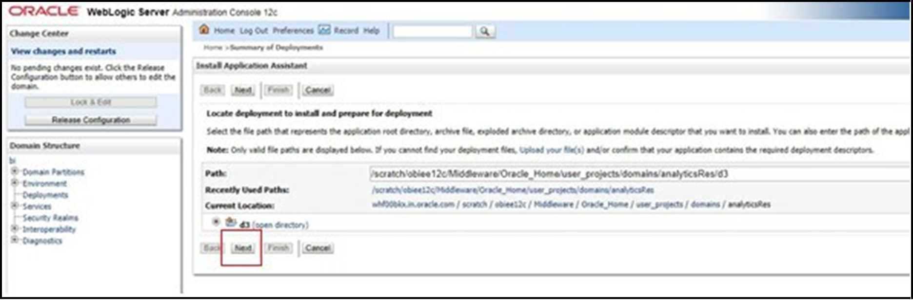 This WebLogic Administration Console is used for deploying locale.