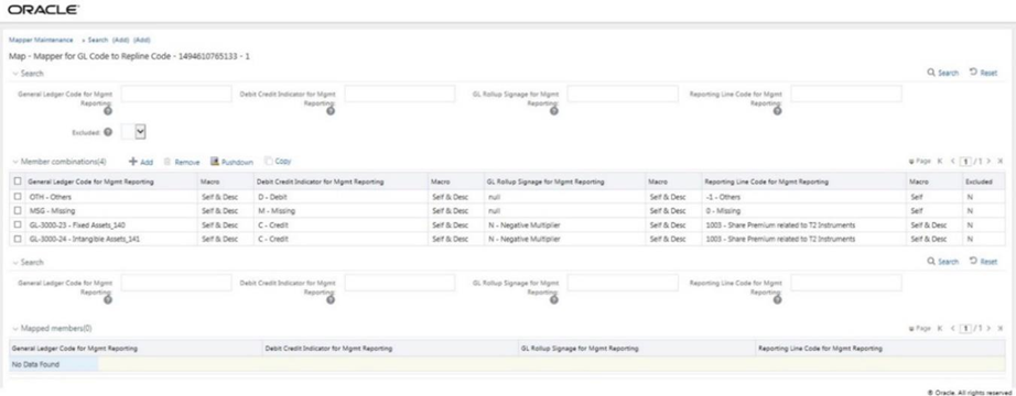 This illustration shows the added mappings listed in the Mapper Maintenance page.