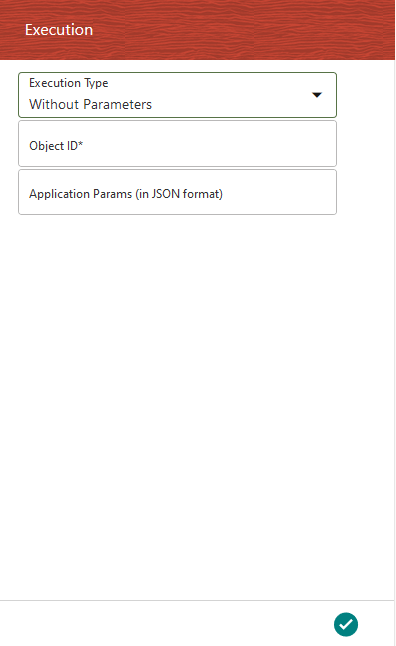 This illustration shows the Execution dialog Without Parameters.