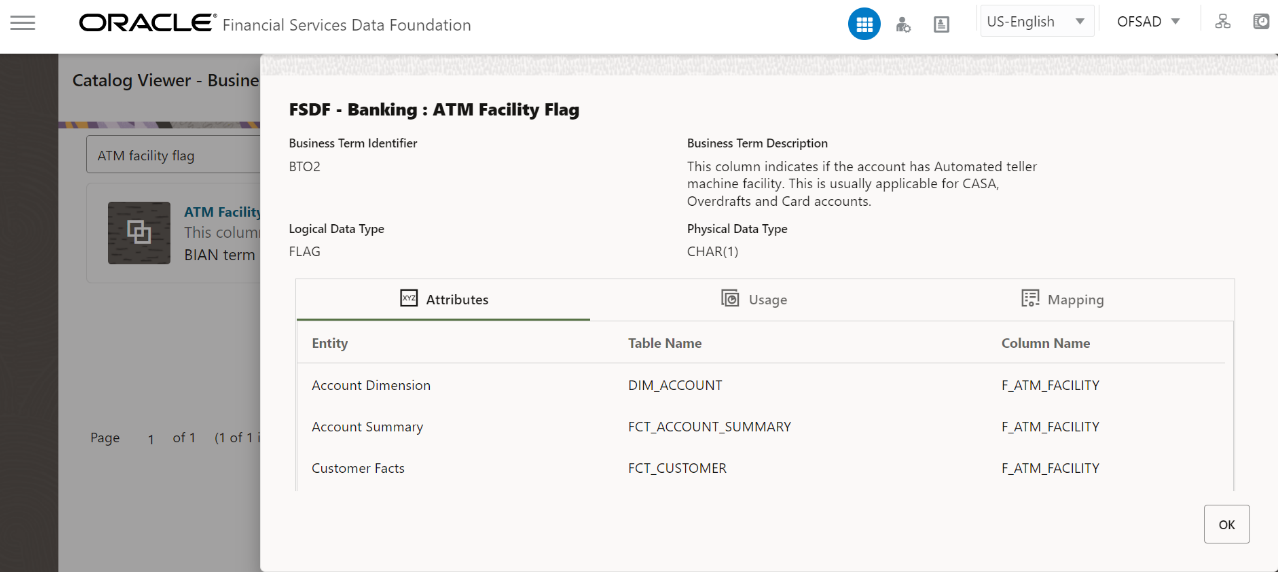 Catalog Viewer Business Terms Attributes page