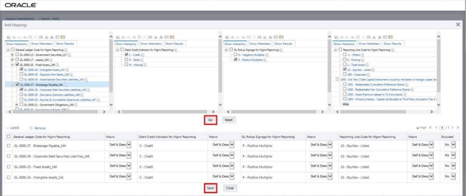 This illustration shows mapping the members and saving the mappings. Click Go to proceed with the mapping. Then click Save to save the mappings.