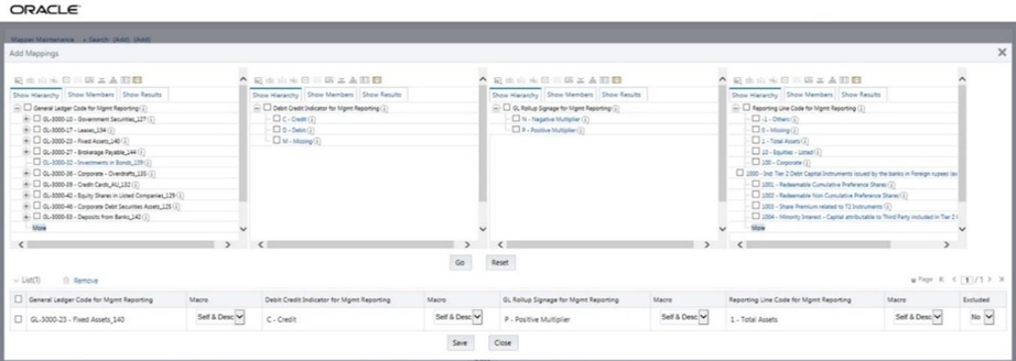 This illustration shows cleared up mapping selections after selecting the Reset. You can initiate the next set of mappings.