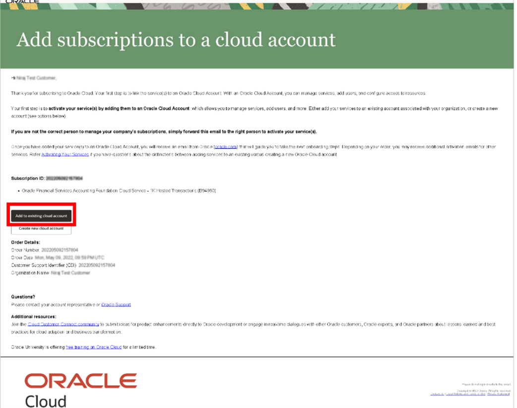 Add subscriptions to a cloud account