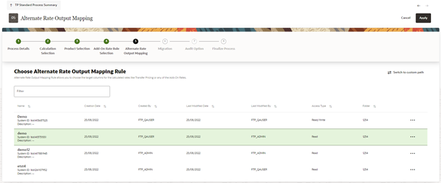 Alternate Rate Output Mapping Alternate Rate Output Mapping