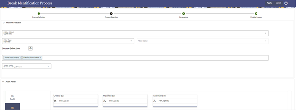 This screen allows you to define the parameters for the Brak Identification process.