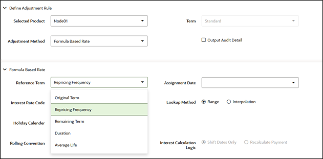 Add-on Rule Details - Formula Based Rate (Assignment Date)