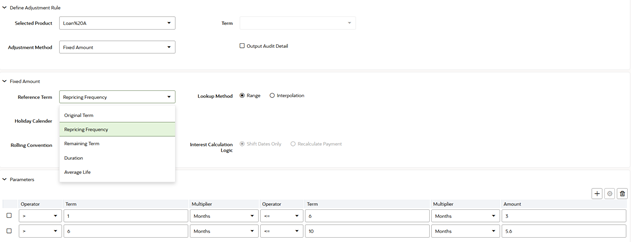 Add-on Rule Details - Formula Based Rate (Reference Term)