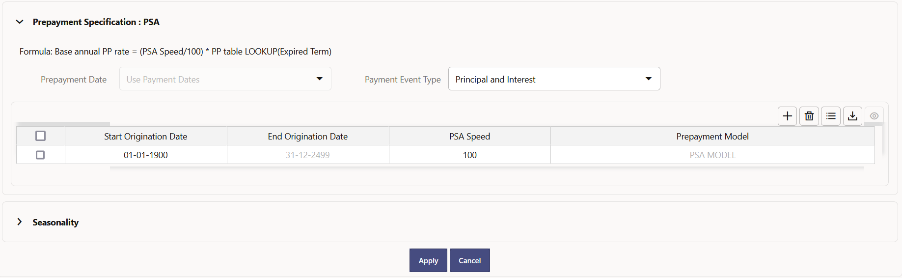 PSA Prepayment Method