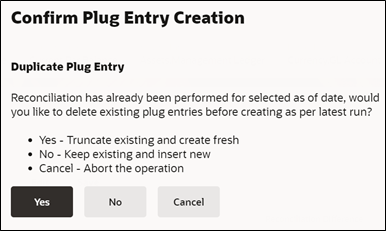 This Confirmation screen displays the options that you can select before deleting a selected Plug entry.