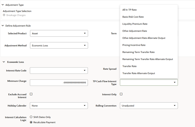 Add-on Rule Definition Mode – TP Cash Flow Interest Type