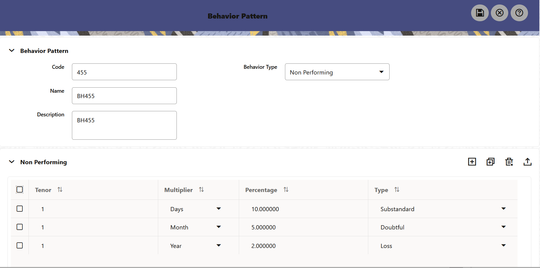 Behavior Pattern with Type as Non-Performing