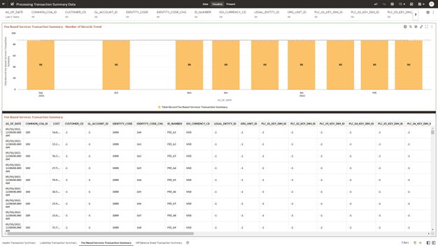 The Fee Based Services Transaction Summary Report provides the analysis capability on the Fee Based and Other Services Transaction Summary Table.