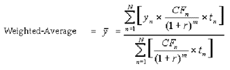 This illustration shows the formula to calculate Cash Flow: Weighted Term.