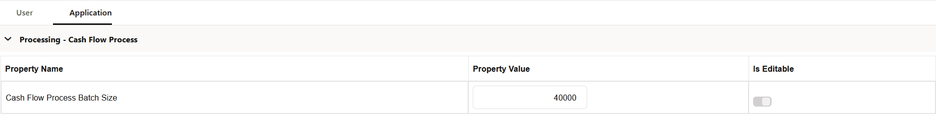 Processing - Cash Flow Process section of Application Preference