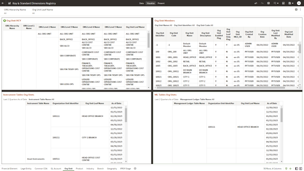 Org Unit - Key & Standard Dimensions Registry