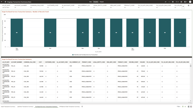 The Fee Based Services Transaction Summary Report provides the analysis capability on the Stage Fee Based and Other Services Transaction Summary Table.