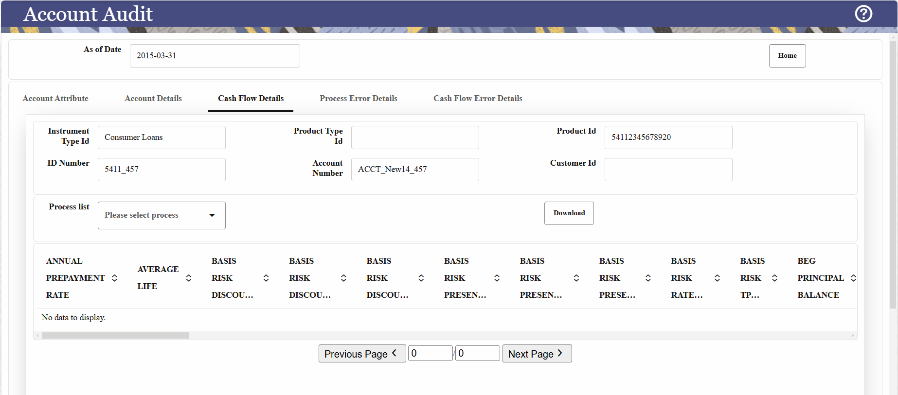 Cash Flow Details tab Cash Flow Details tab