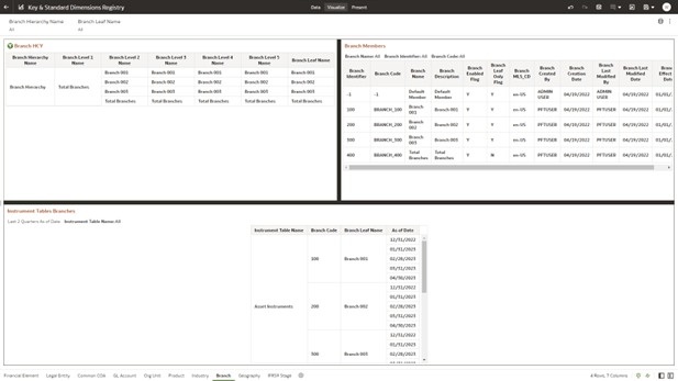 Branch - Key and Standard Dimensions Registry Branch - Key and Standard Dimensions Registry