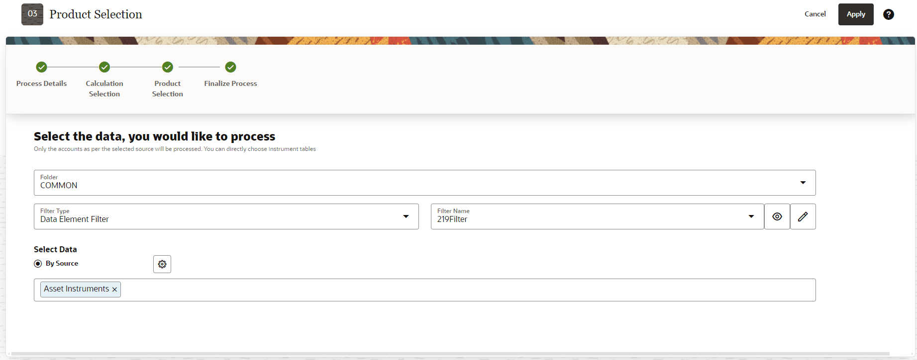 Product Selection screen Product Selection screen