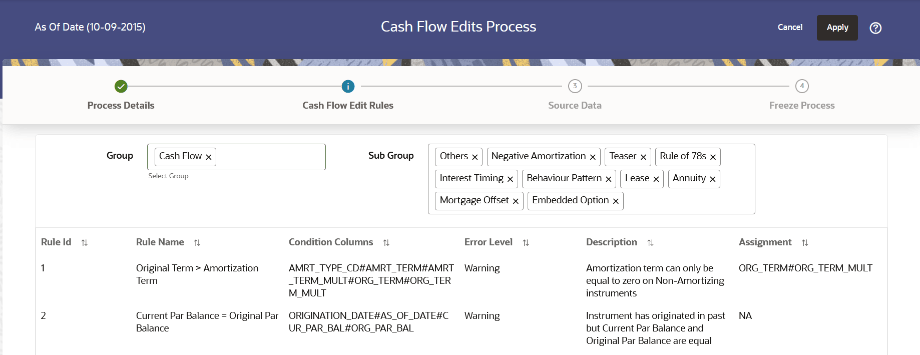 Cash Flow Edits Rules Cash Flow Edits Rules