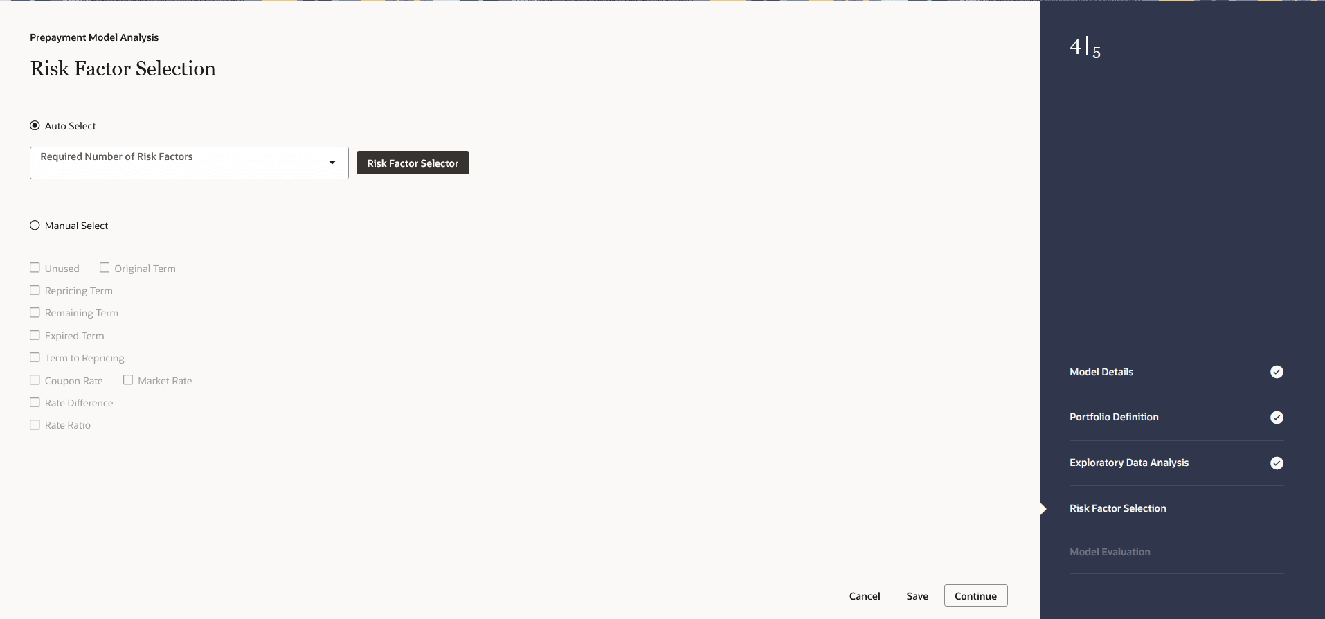 Risk Factor Selection Risk Factor Selection