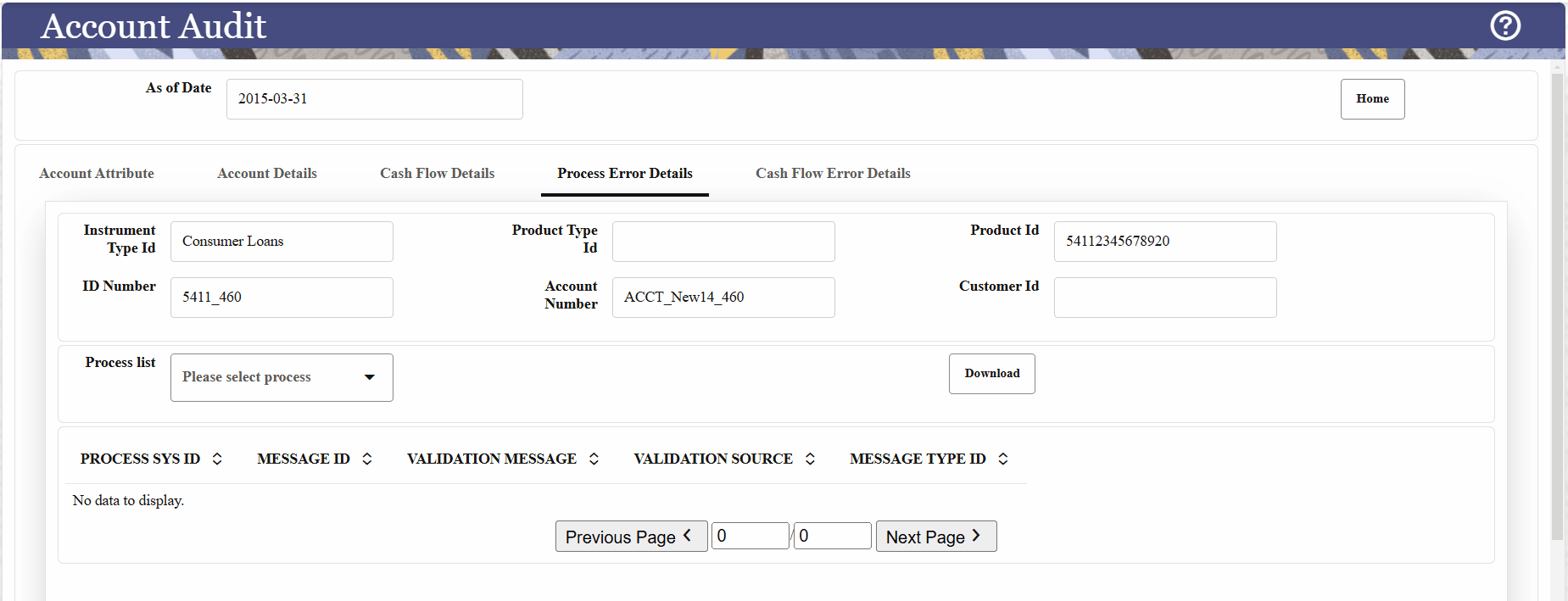 Process Errors Details tab Process Errors Details tab