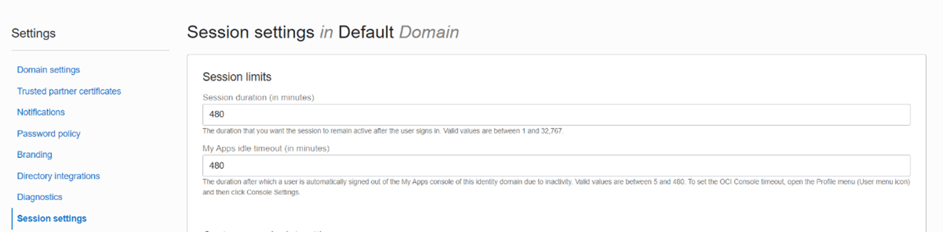 Session Settings Session Settings