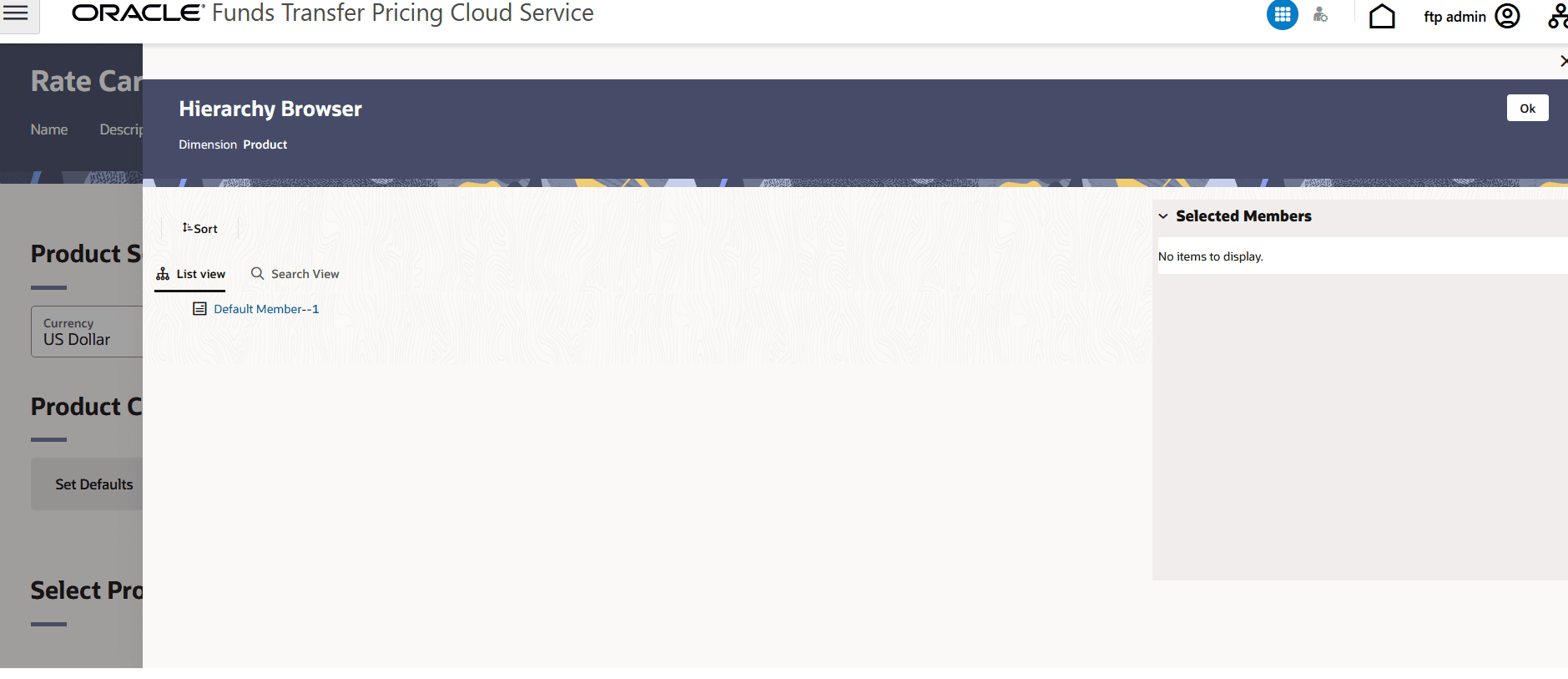 The Hierarchy screen allows you to select the product hierarchy.