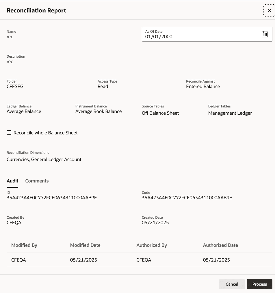 Reconciliation Report