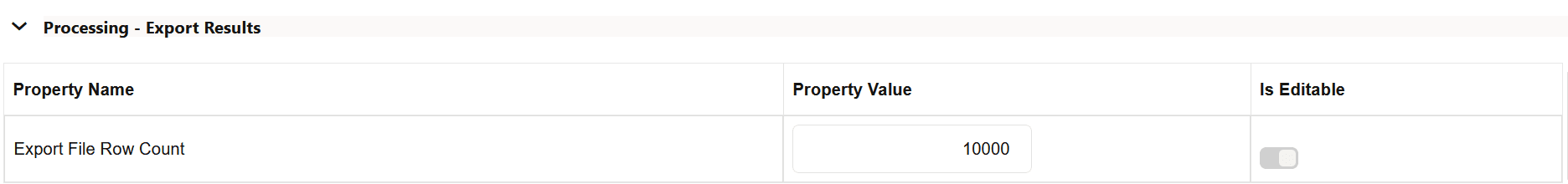 Processing - Export Results section of Application Preference