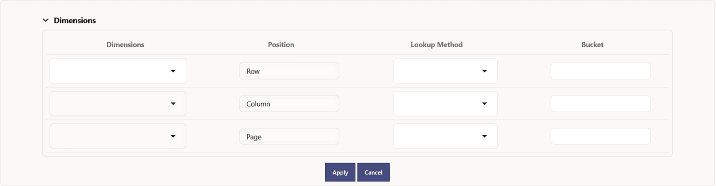 Dimensions section Dimensions section