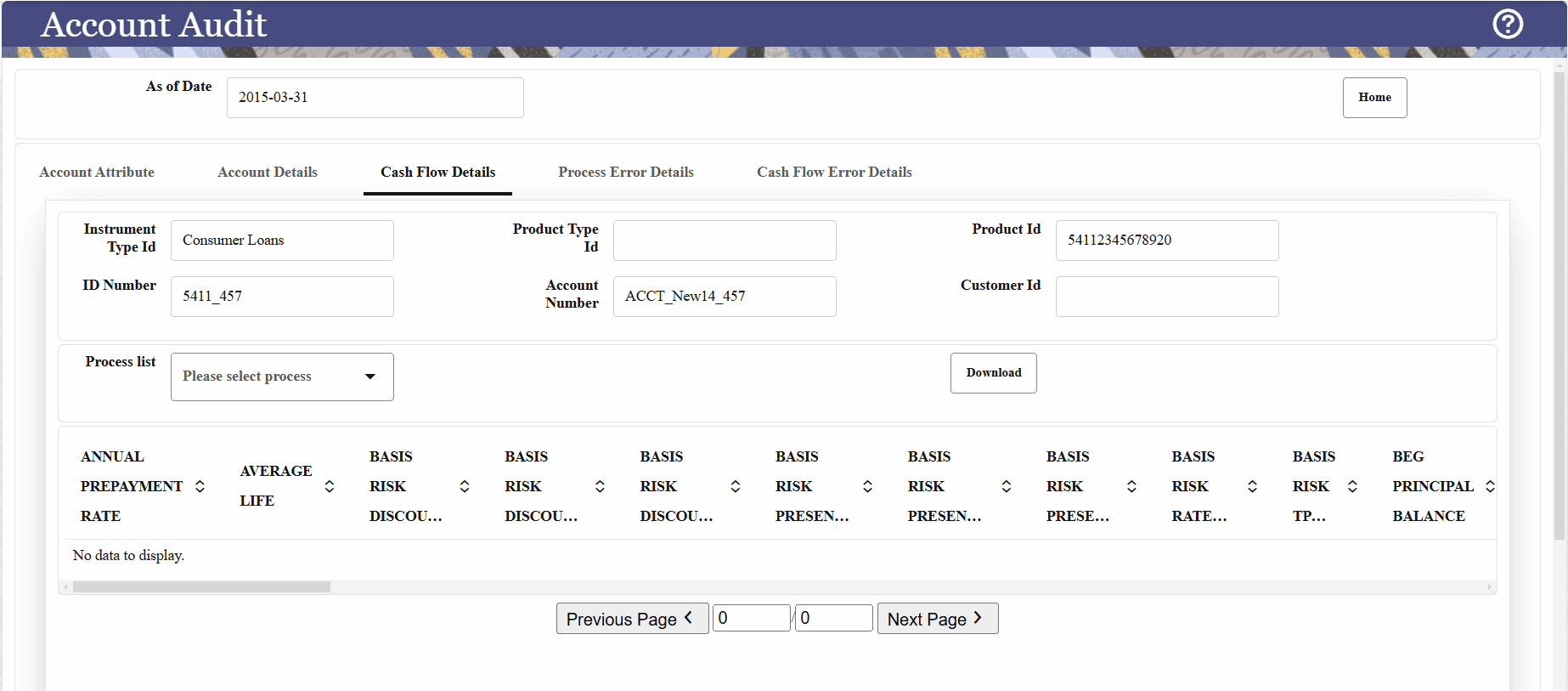 Cash Flow Details tab
