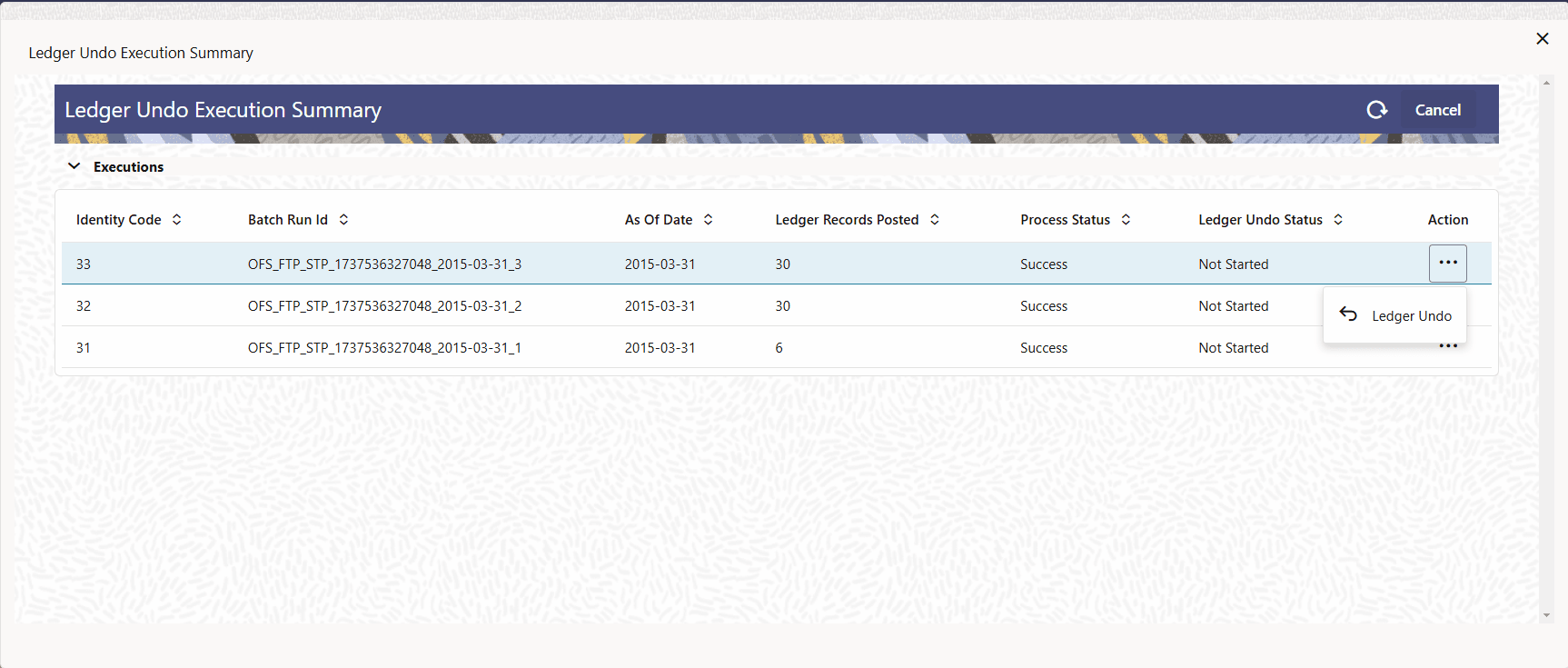 Ledger Undo Execution Summary
