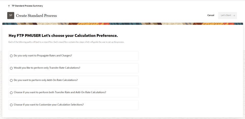 FTP Processing – Create Standard Process screen 1