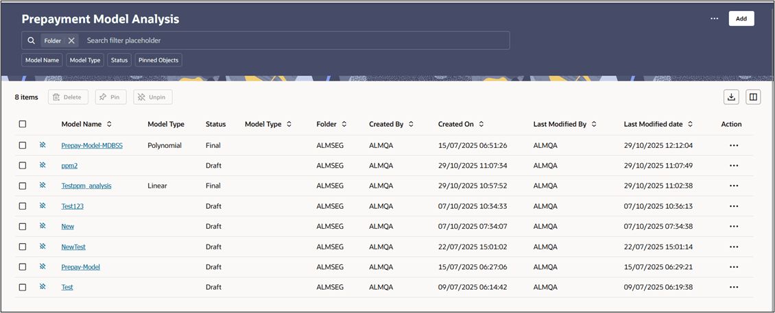 Prepayment Model Analysis Rule Summary