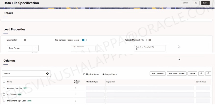 Data File Specification