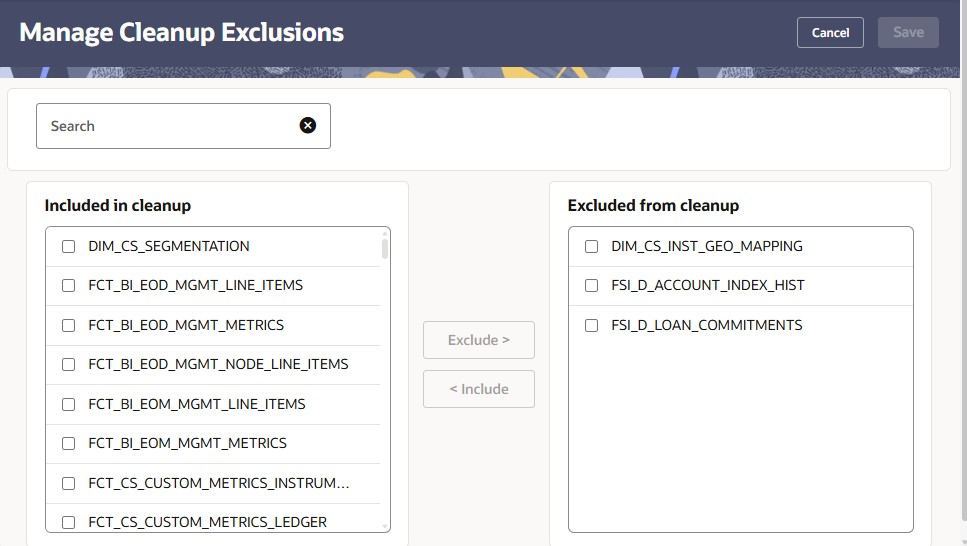 Manage Cleanup Exclusions Manage Cleanup Exclusions