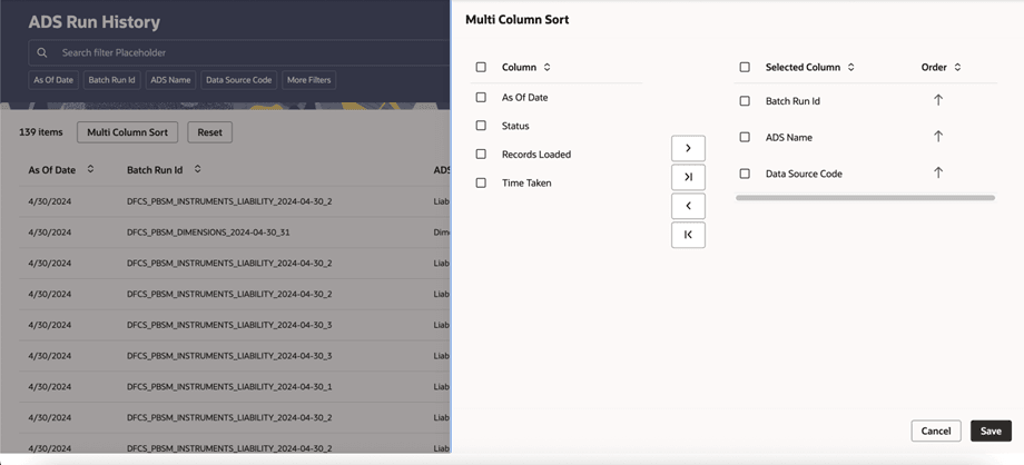 Multi Column Sort