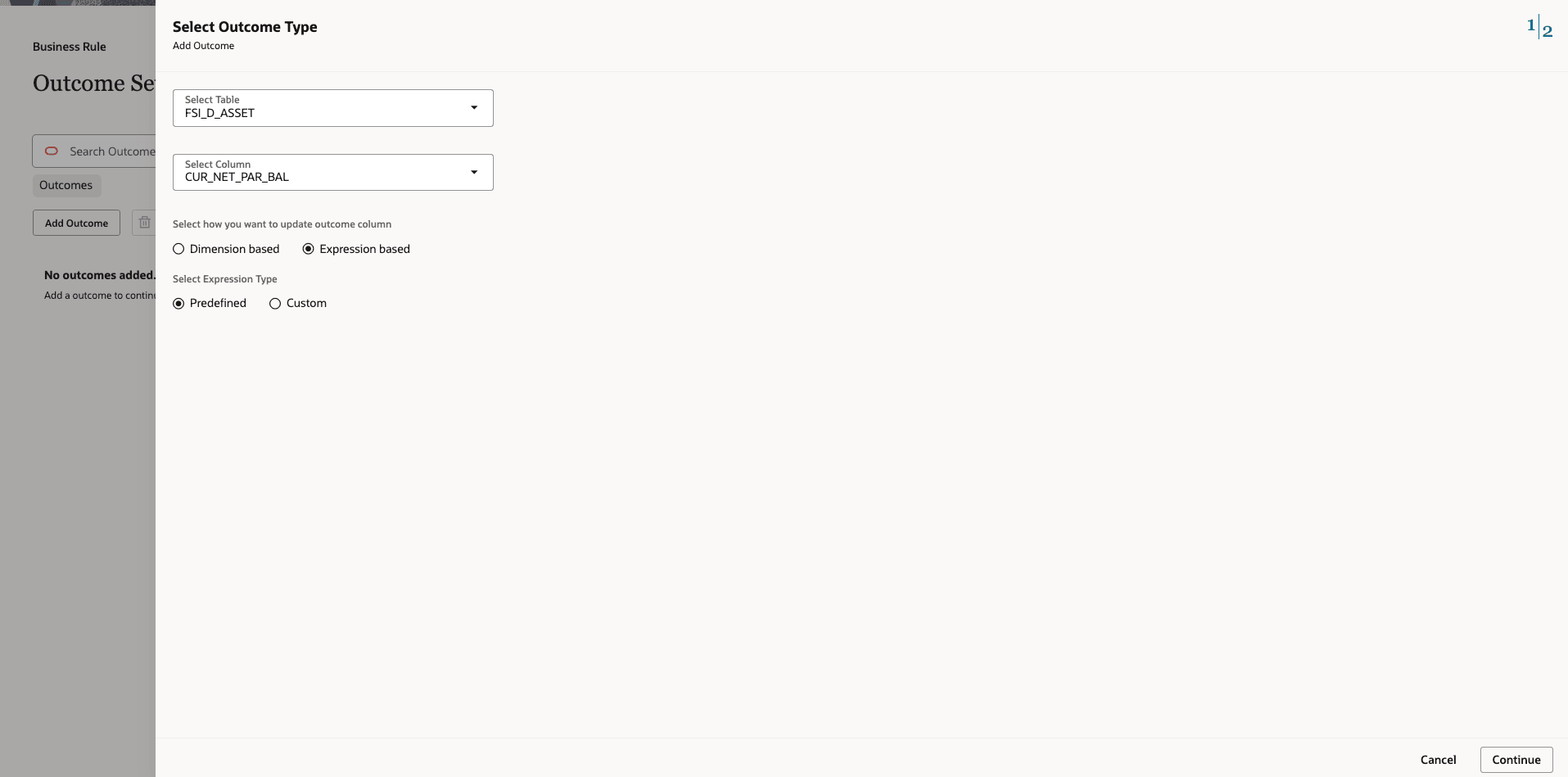 Predefined Expression screen Predefined Expression screen