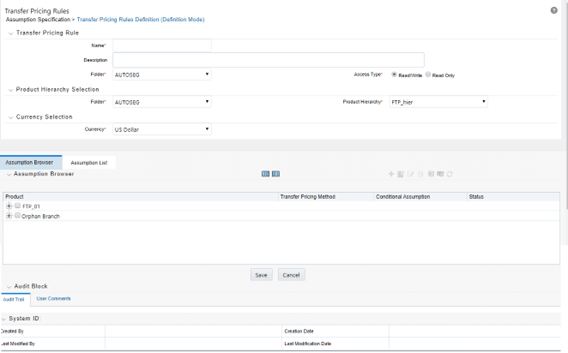 This screen allows you to define a new Transfer Pricing Rule.