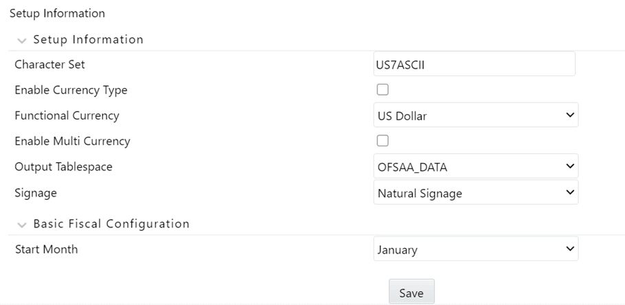 The Setup Information Configuration window allows you to define the parmeters that are required to run the application