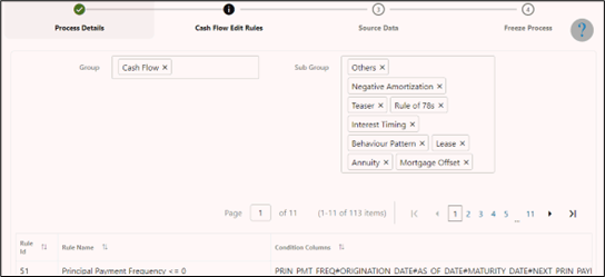 Process Details section of Cash Flow Edit window.