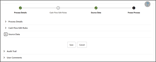 This tab allows you to freeze the defined parameters for the process.