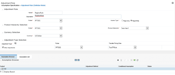 The Adjustment Rule (Definition Mode) screen allows you to create a new adjustment rule.