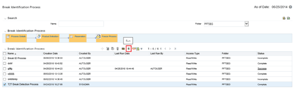 This is the Break Identification Process summary page.