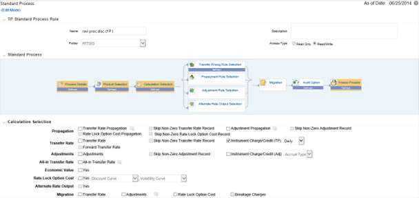 This screen displays the standard process rules. This screen displays the standard process rules.