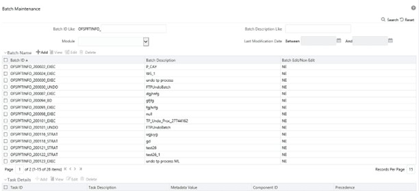 The Batch Maintenance screen displays the list of batches.